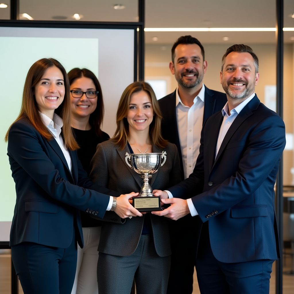 Equipo FinConsult celebrando premio industria financiera
