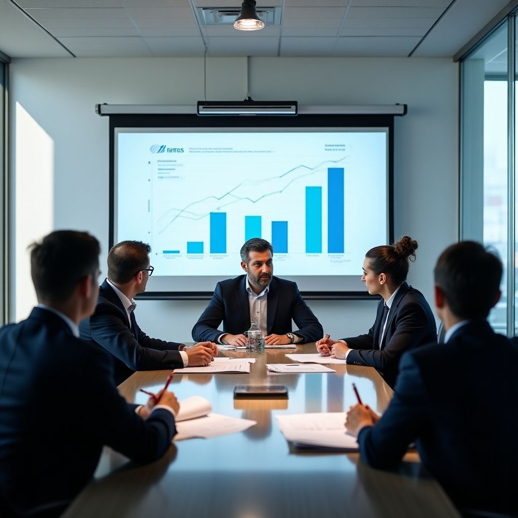 Sesión estratégica equipo directivo FinConsult sala juntas